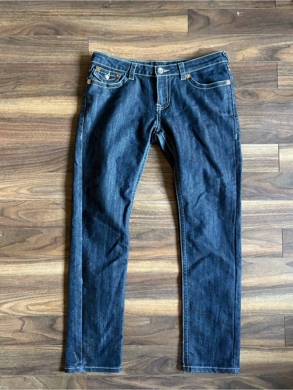 Classic Men's Dark Blue Slim Straight Jeans